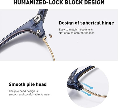 Blue Light Blocking Glasses Vintage Half Frame UV Clear Lens Anti Eyestrain Computer Gaming Glasses for Women Men(P60)