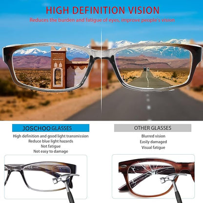JOSCHOO Computer Reading Glasses for Women and Men 6 Pack Blue Light Blocking Spring Hinge Readers