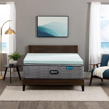 Beautyrest Thermagel Deluxe Cooling Pressure-Relieving Memory Foam Mattress Topper, Twin XL, 3-Inch Blue