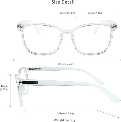 2 Pairs LifeArt Blue Light Blocking Glasses with Spring Hinge, Anti Eyestrain, Computer Reading Glasses, Gaming Glasses, TV Glasses for Women Men, Anti UV, Anti Glare (Clear&Blue, +4.00 Magnification)