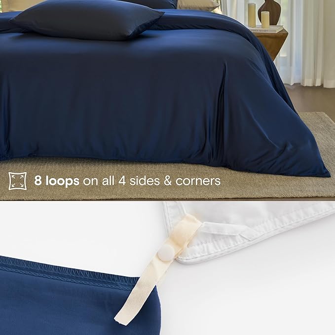 DOZ Duvet Cover Set, 100% Viscose derived from Bamboo, Organically Grown, Buttery Soft, Cooling Duvet Covers, High GSM, 1 Duvet Cover and 1 Pillowcase, 70"x90" (Sapphire, Twin/Twin XL)