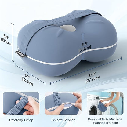Knee Pillow for Side Sleepers - Cooling Pillows Between Legs for Side Sleeping - Large Memory Foam Knee Pillows for Hip Pain & Spine Alignment (Misty Blue)