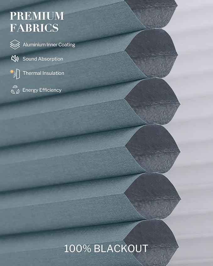 Graywind Smart Angled Blinds Compatible with Alexa Google Motorized Right Trapezoid Shades Solar Powered Customized for Odd-Shaped Window (Blackout Blue)