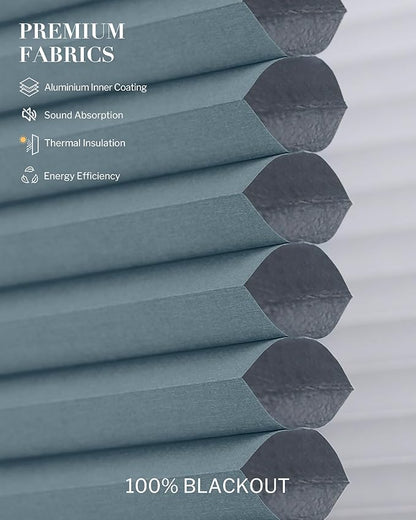 Graywind Smart Angled Blinds Compatible with Alexa Google Motorized Right Trapezoid Shades Solar Powered Customized for Odd-Shaped Window (Blackout Blue)