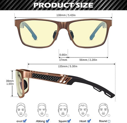 ANYLUV Blue Light Blocking Glasses Men Computer Gaming Glasses Lightweight Al-Mg Metal Anti Eyestrain Eye Protection