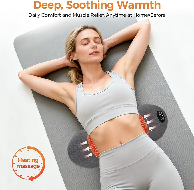 3-in-1 Heated Vibration Massage Memory Foam Lumbar Support Pillow for Back Pain Relief - Ergonomic Back Cushion with Adjustable Heat/Vibration, Retro Design for Home, Office, Travel