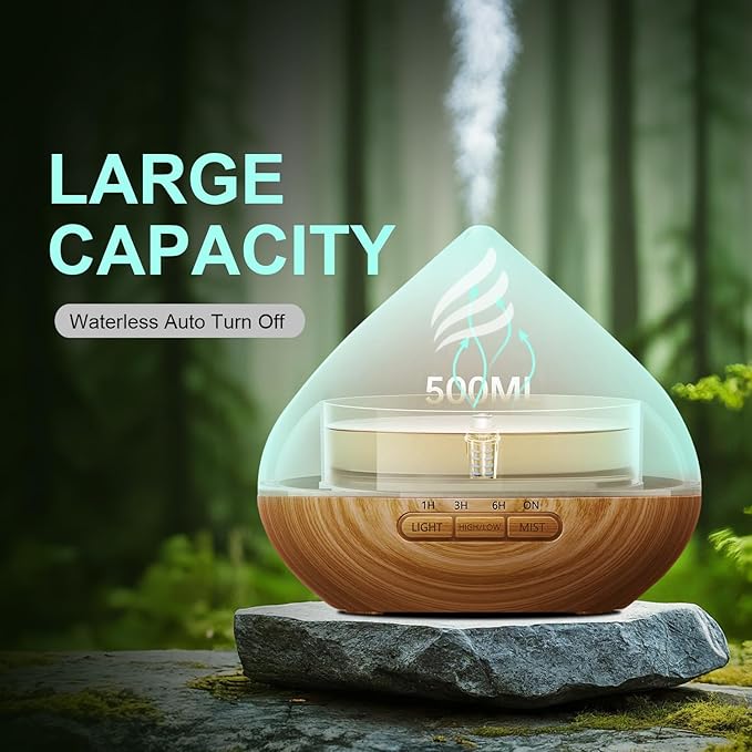 Essential Oil Scent Diffuser: 500ML Aroma Diffuser with Remote Control, Large Fragrance Aromatherapy Diffuser, Mist Humidifier with 14 Colors LED Lights and Auto-Off for Home