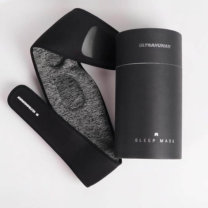 Ultrahuman Sleep Mask for Women and Men – Comfortable Premium Blackout Eye Mask for Sleep, Soft 3D Sleeping Mask with Travel Pouch