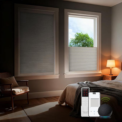 ZSTARR Motorized Skylight Shades Blackout Cellular Honeycomb Electric Blinds with Solar Panel Cordless Rechargeable with Remote for Roof and Slanted Windows Custom Size (Black Out White)