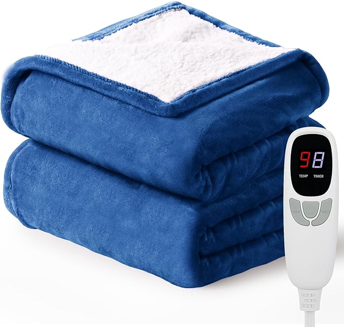 Heated Blanket Electric Blanket Twin 62"x84" Heating Blanket with 9 Heating Levels 10 Timer Modes Auto Off Fast Heating Overheat Protection ETL Certification Machine Washable Gift
