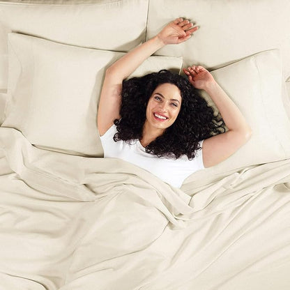 Empyrean California King Fitted Sheet - Deep Pocket, Fits 14-16 Inch Mattress, Ultra Soft Microfiber, Wrinkle-Free & Fade Resistant, Shrinkproof Sheet, Beige Cream