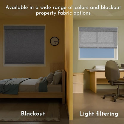 Persilux Light Filtering Roller Shades for Window Blinds,Cordless,Linen Fabric,Thermal Insulated Fabric UV Protection Shades for Home,Office,Bedroom,Door,Light Filtering-Grey,28" W X 72" H