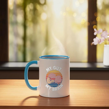 Relaxation Breathing Vagus Nerve Stimulation Stress Relief Ceramic Mug, Blue/White