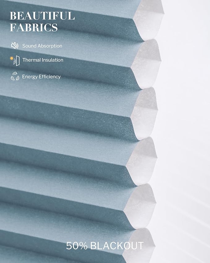 Graywind Smart Angled Blinds Compatible with Alexa Google Motorized Right Trapezoid Shades Solar Powered Customized for Odd-Shaped Window (Dimout Blue)