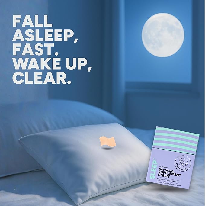 Dissolvable Sleep Strips – Fast-Acting Melatonin 5mg with L-Theanine, Lavender, Chamomile, Hibiscus & Valerian – Natural Cranberry Flavor – 90 Strips