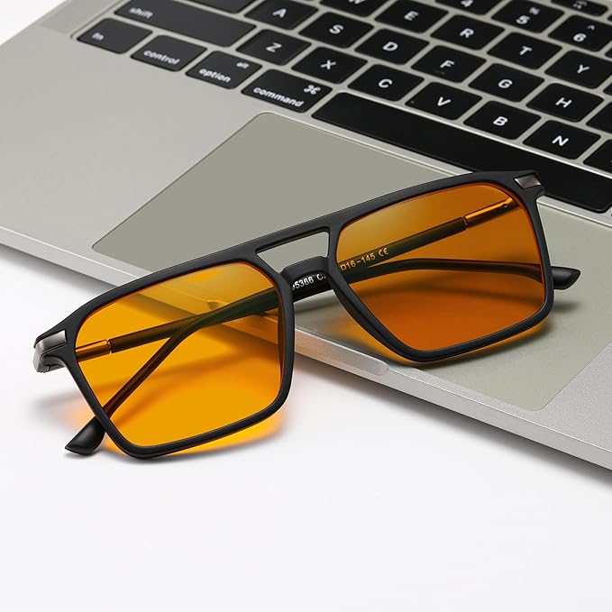 Amber 99% Blue Light Blocking Computer Reading Glasses Orange Lens for Better Sleep, Eye Strain Men Women Sun Readers