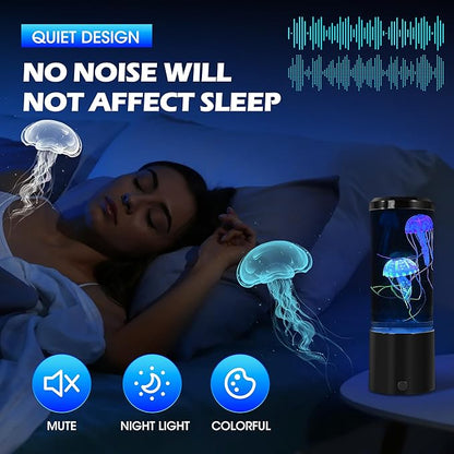 Jia Xi 8 Inch Jellyfish Aquarium Lamp, LED Jellyfish Lamp with Color Changing Light, Quiet Pump Mood Night Light for Desk Bedroom, Fake Jellyfish Tank Decor （Regular）