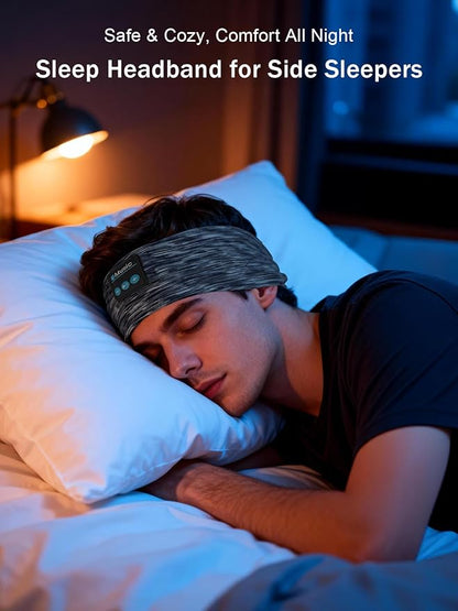 Sleep Headband Headphones,Bluetooth Headbands with Ultra-Thin Speakers for Side Sleepers, Sleep Mask, Wireless Music Headband for Running, Gym, Travel & Focus, Ideal Gift for Men Women Teens