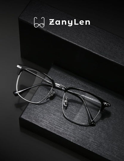 Blue Light Blocking Glasses for Men Metal Browline Computer Gaming Glasses Filter Blue Ray (Black Silver)
