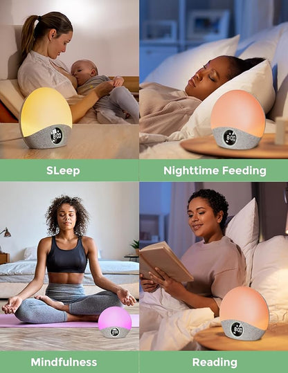 Momcozy Wake Up Light Baby Sound Machine, Adult White Noise Machine with Dimmable Night Light, 30 Soothing Sleep Sounds 7 Colors, Alarm Clock for Heavy Sleepers, Bedroom
