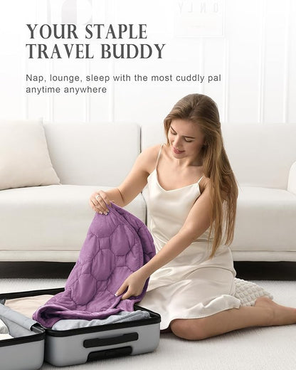 Cottonblue Weighted Lap Blanket Pad 7 lbs 29" x 24", Cozy Luxury Crystal Velvet Weighted Blanket for Adults, Small Weighted Blanket Throw All Season for Travel Relaxation Sleeping, Light Purple