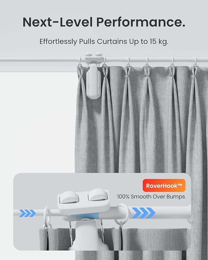 Smart Automatic Curtain Opener with Hub mini - Bluetooth Remote Control with App/Timer, High-Performance Motor, Unlimited Power, Add SwitchBot Hub to Compatible with Alexa, Google Home, HomeKit