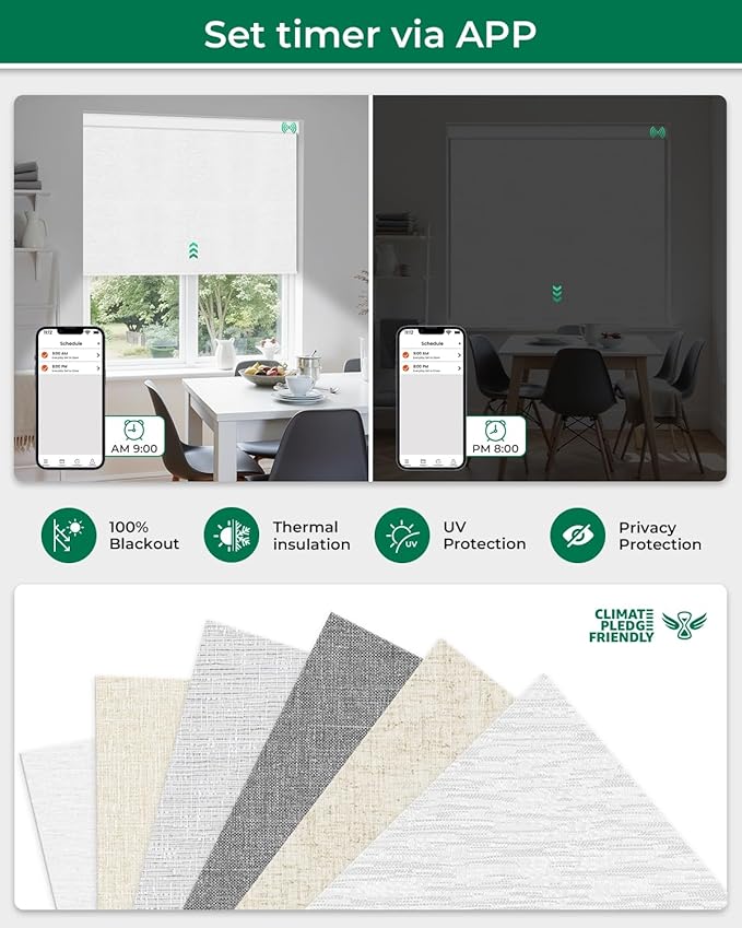 Allesin Motorized Blinds with Remote | Smart Blackout Roller Shades, Automatic Electric Power Blinds for Home Office, Living Room 34.5x72 Cloud-Patterned