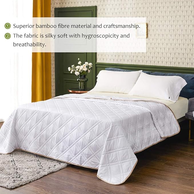 Dornroscn Cooling Weighted Blanket Viscose Made from Bamboo Fibre Heavy Blanket 15Lbs 60"×80" Queen Size for Adult 100% Rayon with Premium Glass Beads White (White, 60"X80"| 15lbs)