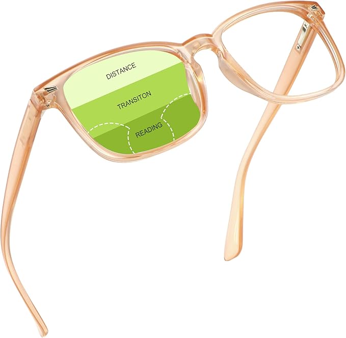 YEIN Progressive Multifocus Reading Glasses, Spring Hinge Blue Light Blocking Glasses for Women Men, No Line Multifocal Readers with Clear Lenses (+0.00/+1.50 magnification)