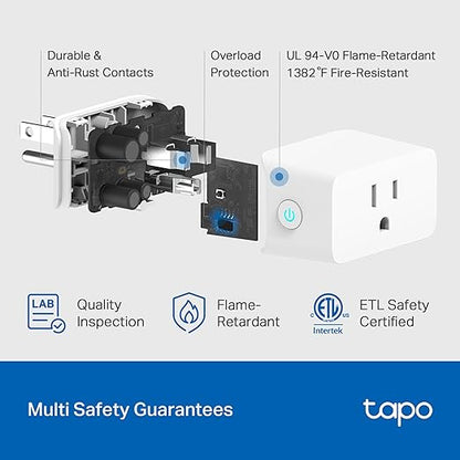 TP-Link Tapo Smart Plug Mini, Matter Compatible, Compatible with Alexa, Google Home & Samsung SmartThings, Energy Monitoring, 15A, UL Certified, 2.4G Wi-Fi Only, Tapo P110M(2-Pack)