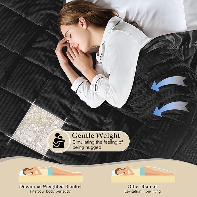 downluxe Weighted Blanket King Size, 18 lb Weighted Blanket with Glass Beads for All Season, Machine Washable Heavy Blanket (Black, 108 X 90 Inch)