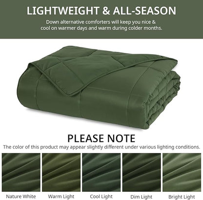HOMBYS Oversized King Comforter 128x120, Lightweight Quilted Down Alternative Duvet Insert for All Season,Olive Green,8 Corner Tabs