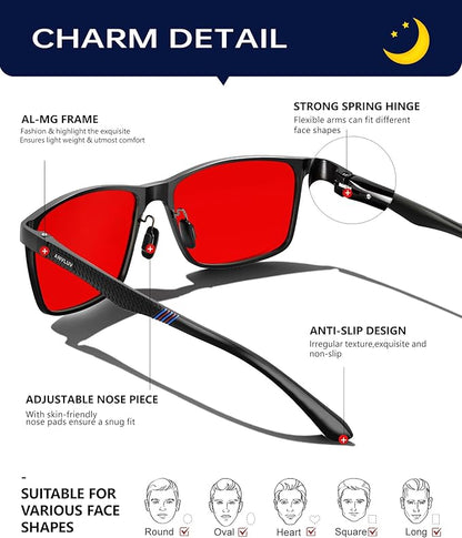 ANYLUV Blue Light Glasses Men, Relieve Eyestrain and Eye Protection, Al-Mg Metal Computer Blue Light Blocking Glasses