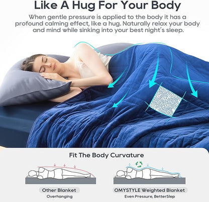 Weighted Blanket King Size 30lbs (88''x104'', Dual-Sided), Reversible Cozy Warm Velvet & Cooling Tencel King Weighted Blanket for Adults and Couples All Season Use - Carry Bag Included, Navy Blue