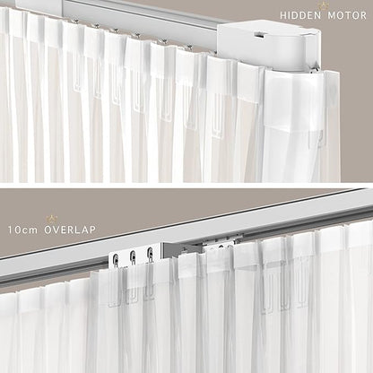 Quoya QL600 Smart Electric Curtain Track, Motorized Motor, Adjustable Track Length, Compatible with Alexa, Google, Siri, Apple Watch (QL600, up to 196 inches (5m))