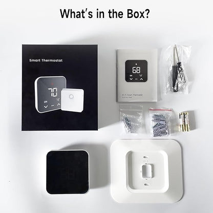 Smart Thermostat for House, WiFi Programmable Thermostat, Compatible with Alexa and Google Assistant, Remote Control Tuya/Smart Life, 𝗖-𝗪𝗶𝗿𝗲 𝗥𝗲𝗾𝘂𝗶𝗿𝗲𝗱 (Black)