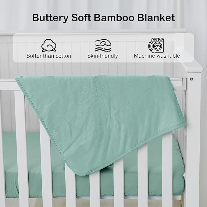 BubblePanda Rayon Made from Bamboo Baby Blanket for Boys Girls Neutral Soft Crib Blanket Toddler Quilt Comforter Newborn Nursery 30 x 40 Inch Green