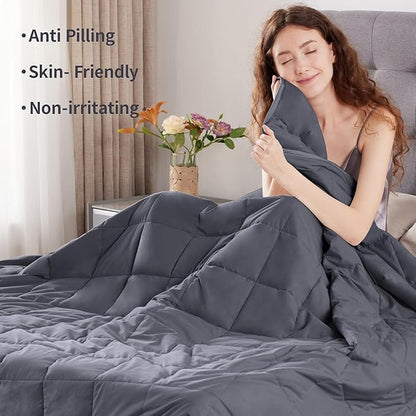 Weighted Blanket Queen Size (60"x80" 12lbs),Ultra Soft and Cozy Cooling Weighted Blanket Queen Size for Adult,Heavy Blanket with Machine Washable Soft Blanket, Dark Grey