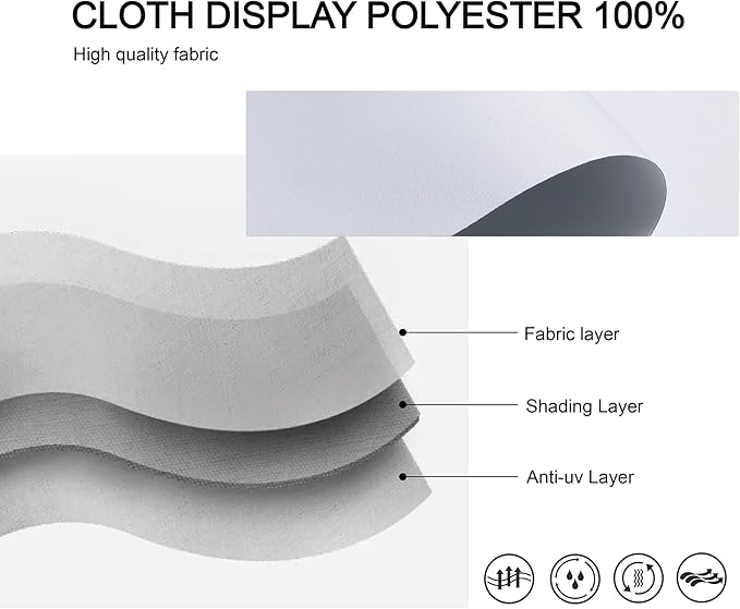 Cordless Roller Shades 100% Blackout Blinds for Windows and Doors, Pull Down Room Darkening Window Shades, Easy to Install for Home and Office, White, Fixed 75 Inches High, 34 Inches Width
