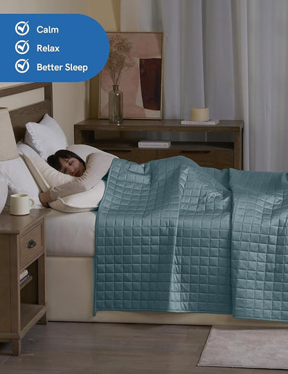 YnM King Size Cooling Weighted Blanket for Adults (88x104 Inches, 50 Pounds, Sea Grass), Perfect for Hot Sleepers with Cooling Rayon/Glass Beads, Heavy Bed Blanket for Couple on Queen or King Bed