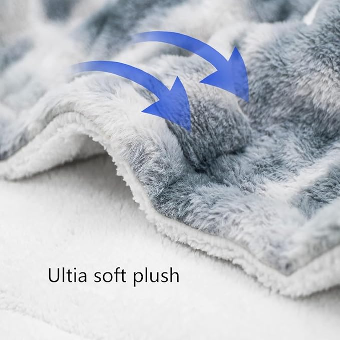 GOQOTOMO Electric Heated and Weighted 2 in1 Blanket — Flannel Material with Premium Glass Beads, with 12 Heat Levels, 8 Timer (Grey Tie dye, 15lb 48''x72'')-H72