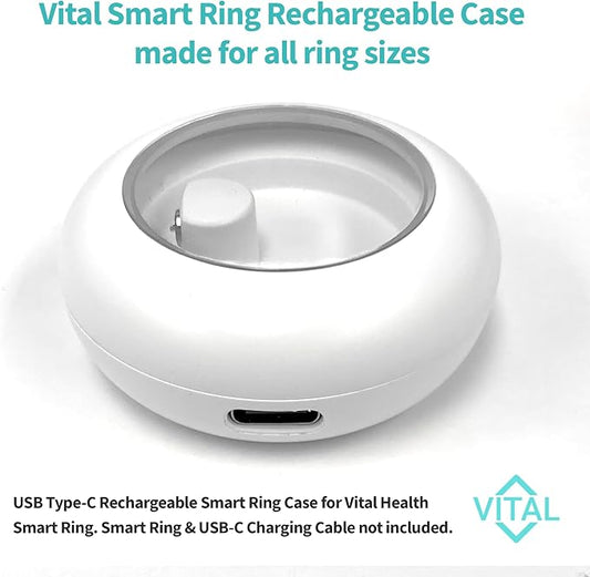 Vital Health Smart Ring for Women Charging Case Black Smart Ring for Men with Fitness Tracking, Sleep Monitor, Activity Tracking, App (Vital Health Ring Charging Case