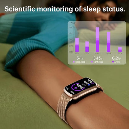 Health Fitness Tracker with 24/7 Heart Rate, Smart Watch with Blood Pressure and Blood Oxygen Monitor, Bulit-in 120+ Sport Mode, Sleep Tracking Waterproof Activity Tracker for Women Men (Rose Gold)