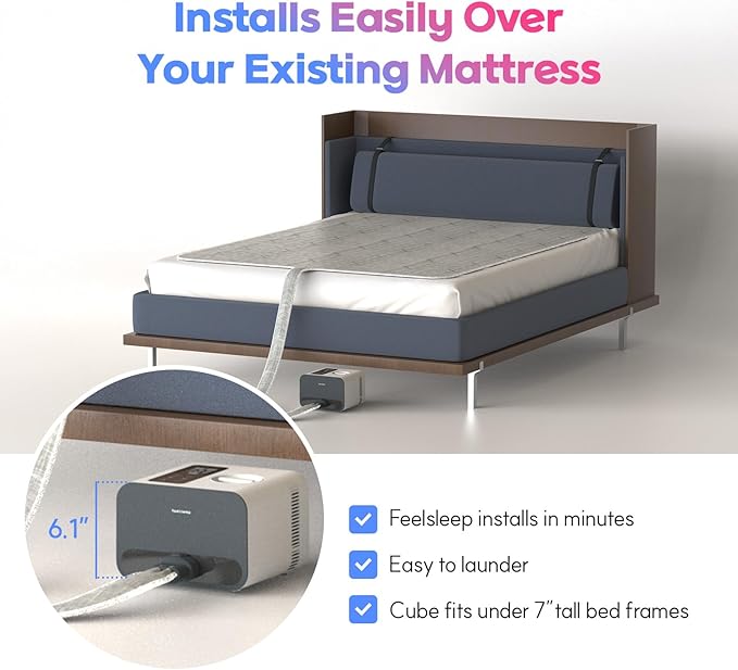 HuBDIC Feelsleep Electric Water Cooling and Heating Mattress Topper, Smart App Controlled Bed Temperature System 65–115°F, Cool Sleep Pad for Hot Sleepers & Night Sweats, 57" x 76" (Queen Size)