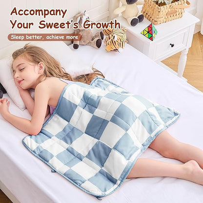 yescool Blue Checkered Weighted Lap Pad 2 Pounds Cooling Weighted Lap Blanket, Plaid Small Weighted Blanket, Weighted Throw Blankets Gift for Travel Indoor Outdoor, 20"x30"
