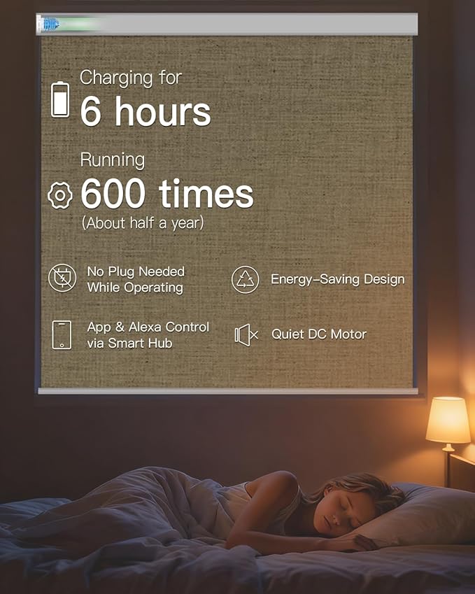Motorized Roller Shade with Remote Control, Blackout Electric Shade for Windows Compatible with Alexa Google via Hub, Rechargeable Smart Window Blind Customized Size (Fabric Dark Coffee)