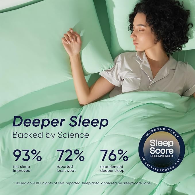 Dream Valley Outlast® King Cooling Comforter, NASA-Grade Instant Cooling Blanket for Hot Sleepers, Luxurious Comforter for All Season, Mint Macaron, 106"x90"