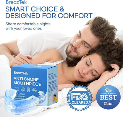 Anti Snore Mouthpiece: FDA Cleared Snoring Aid - Helps Reduce Snoring During Sleep for Men and Women (Lightblue)