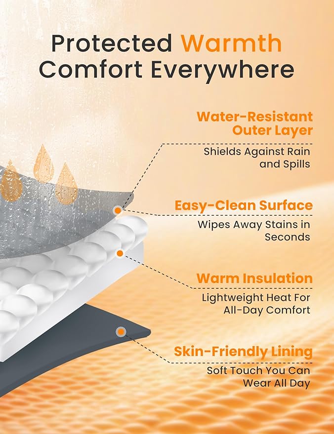 HENNCHEE Heated Blanket Battery Operated with Removable Hooded 70" x 42" Portable Heated Blanket with 16000mAh Battery Pack 5 Heating Zones Waterproof Heated Poncho for Home, Outdoors, Camping, Black