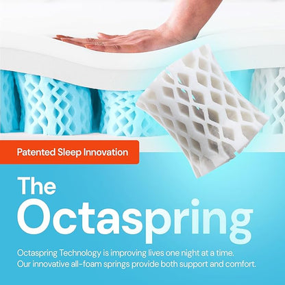 Dormeo Premium Twin XL Cooling Mattress Topper - 3-Zone OctaspringⓇ Technology for Optimal Back Support, Anti-Slip Bottom